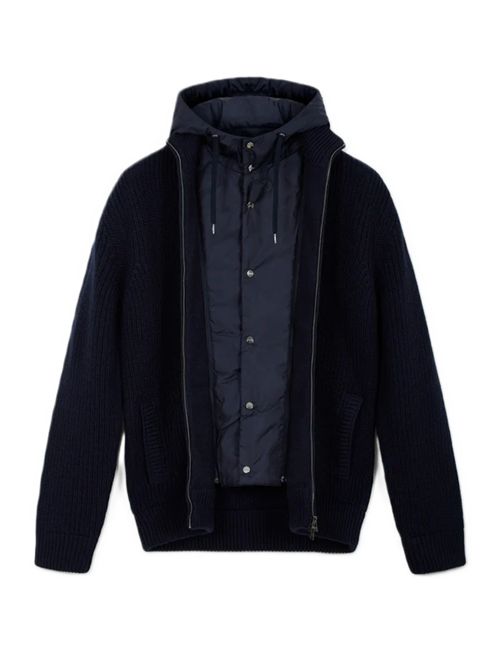 Hooded cardigan HERNO | MC000195U702729290 BLU SCURO